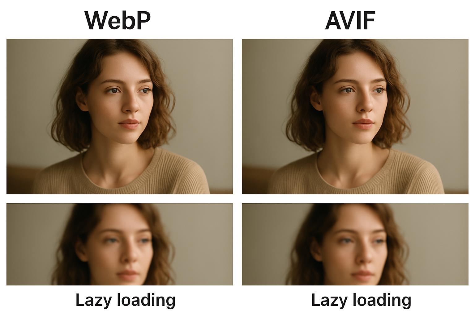 Оптимизация изображений для веба: форматы WebP, AVIF, lazy loading без потери качества. Правила конвертации без заметной потери качества